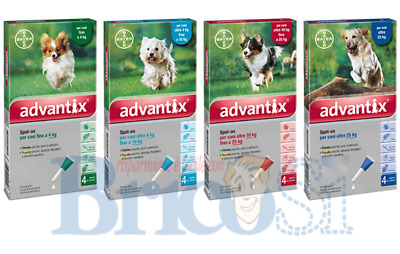 Advantix Bayer Spot On Antiparassitario Pulci Zecche Cani 0-25Kg 1-4 Pipette
