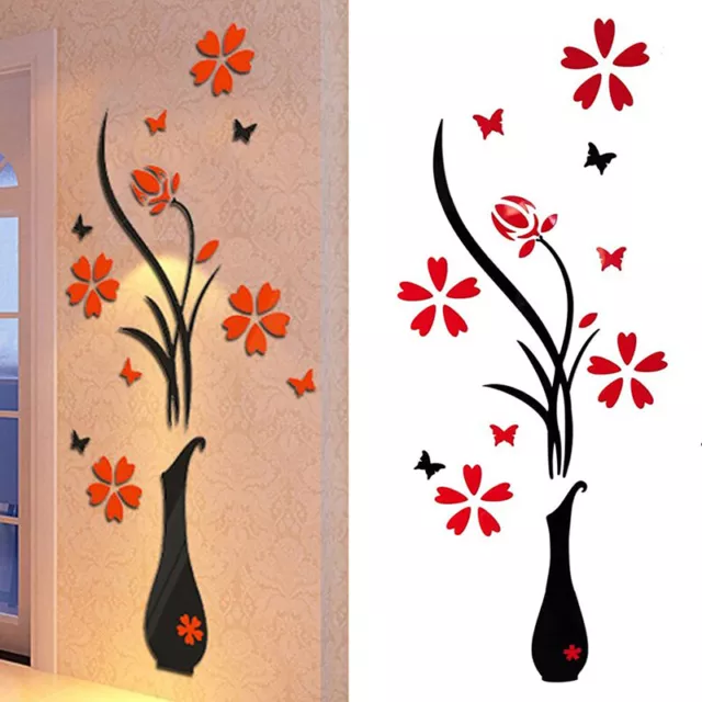 3D DIY Vase Flower Tree Art Wall Sticker Mural Decal Removable Home Room Decor