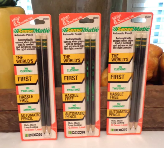 Dixon Ticonderoga Sensematic Auto-Feed Mechanical Pencil 25002 SET  3 SEALED NOS
