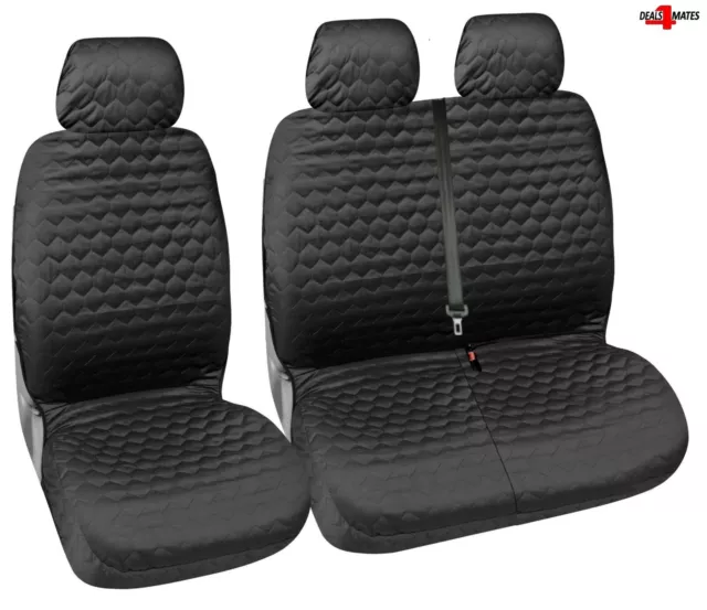 For Vw Transporter T5 T4 Caravelle Soft Fabric Diamond Look Black Seat Covers