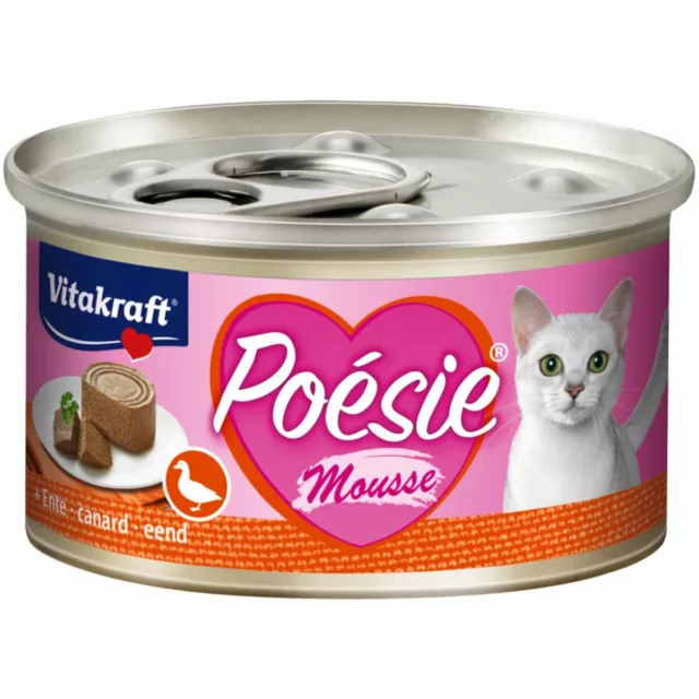 12 Cans - VITAKRAFT Cat Food Poesie Mousse, Duck - Cats Wet Food