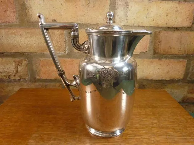 Nice Antique " James Dixon Water jug Pitcher silver Plated Engraved decoration