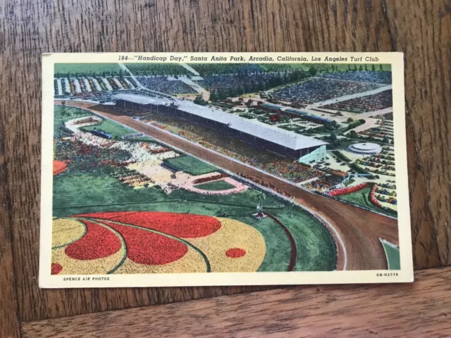 Handicap Day Santa Anita Park Arcadia California Los Angeles Turf Club Postcard