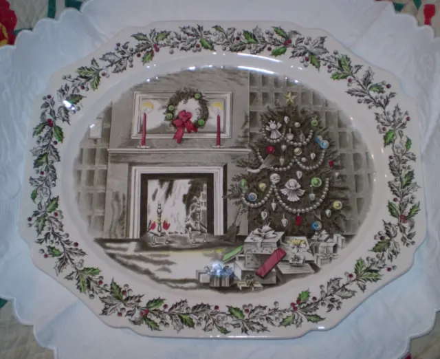 Johnson Bros Merry Christmas 17” Oval Serving Platter Made In England