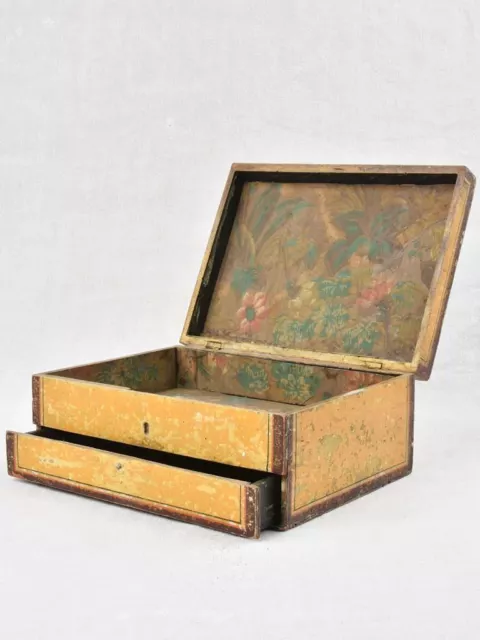 Petite early 19th century French hand painted wooden jewelry and correspondence