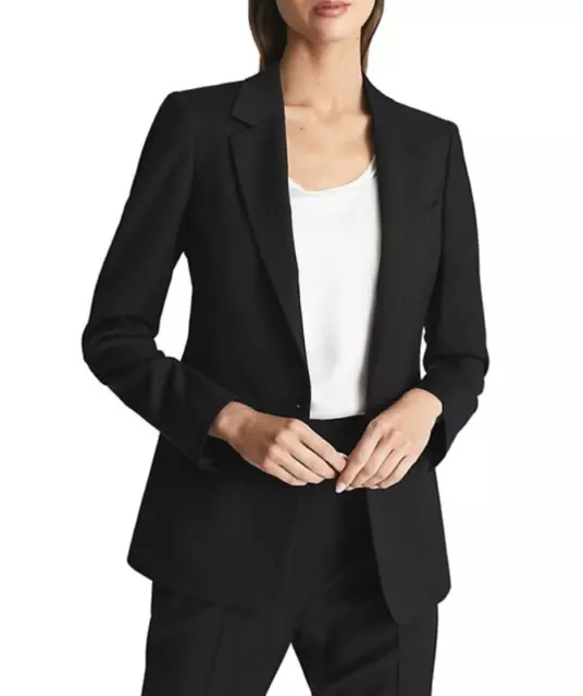 NWT REISS Haisley Wool-Blend Blazer in Black Size 8 #SJ293