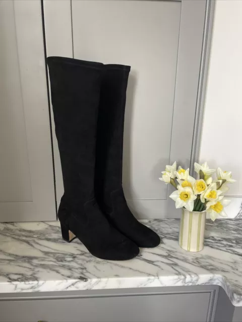 L K Bennett Black Suede Tall Boots UK6