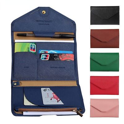 Travel Passport Cover Folding Leather Wallet ID Credit Card Holder Key Bag UK