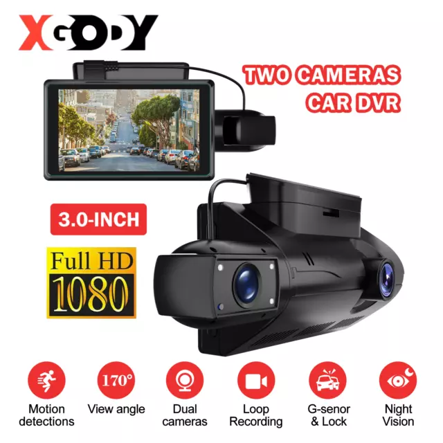 XGODY 1080P Dual Lens Auto DVR Dashcam Recorder Kamera KFZ Nachtsicht G-Sensor