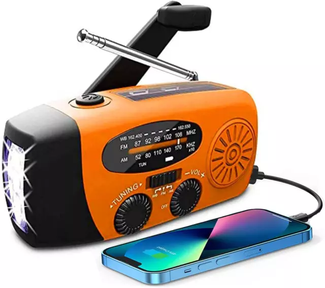 Radio a Manovella,Radio WB Portatile, 2000Mah Radio Solare Bank per Illuminazion 2