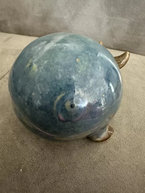 Figurine Ceramic Porcelain Glazed blue whale ￼5”