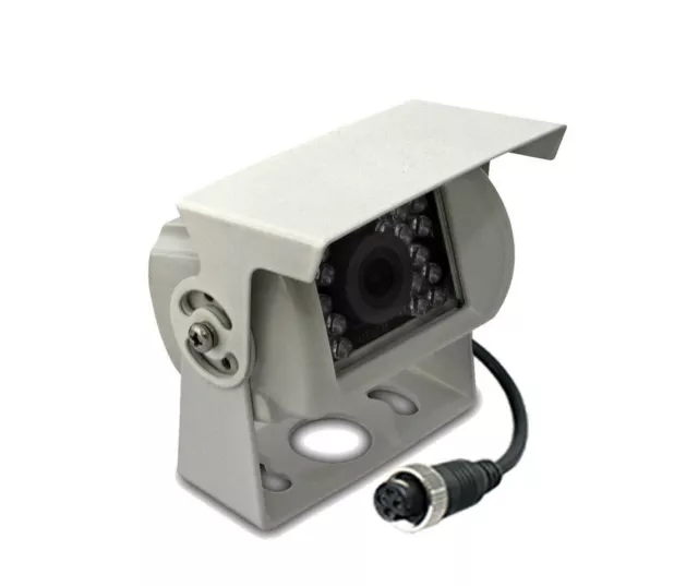 White 4PIN Heavy Duty Caravan CCD 18 IR LEDs Colour Reversing Camera 12v/24v