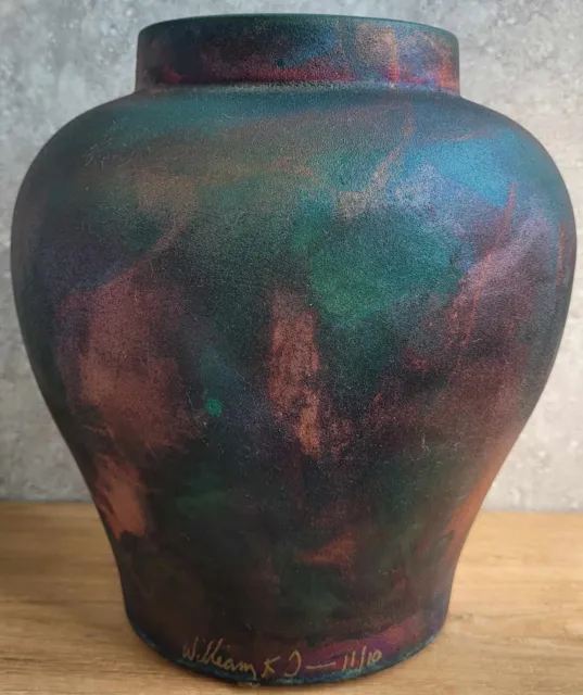 William Turner Studio Iridescent Raku Art Pottery 9" Ginger Jar Vase FREEUSHIP