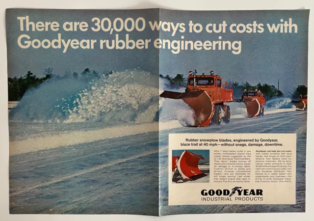 1967 Vintage Magazine Ad Goodyear Industrial Snowplow Blades