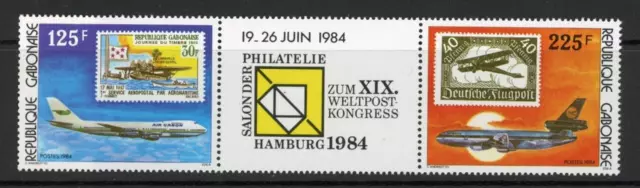 Gabon 1984 SG 876-7 World Post Congress Exhibition Air MNH