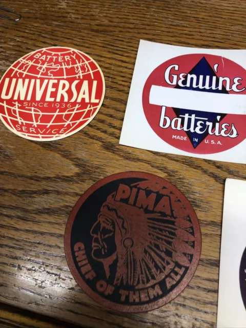 5 Vintage Batteries Label Decal Round Guaranteed Made in U.S.A. NOS Universal