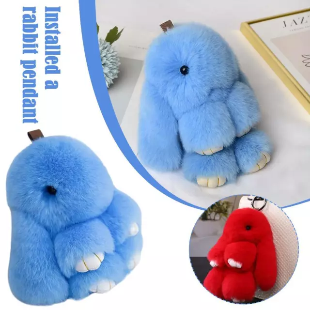 Adorable Fur Bunny Fluffy Rabbit Plush Toy Keyring Bag Pendant Charm G0H2