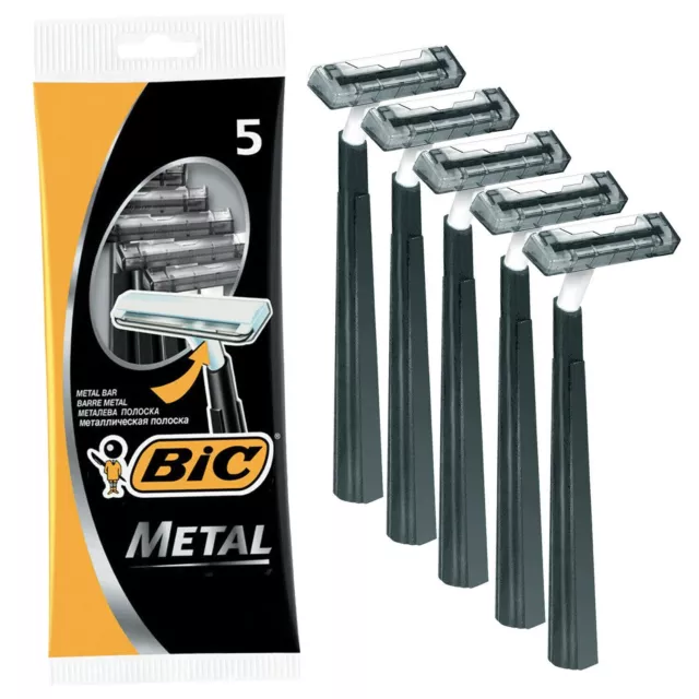 Paquete de maquinillas de afeitar desechables de metal BIC 5 sensibles al afeitado una sola hoja desechables
