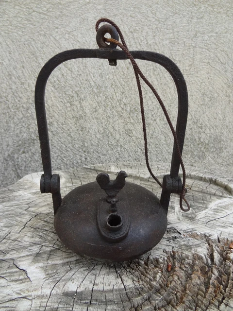 LAMPE DE MINEUR RAVE A HUILE AU COQ A 8 PANS OCTOGONALE EN BRONZE OU LAITON