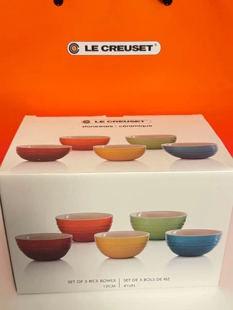 LE CREUSET RICE Bowls Size 12 Ounce Set of 5 Rainbow Stoneware