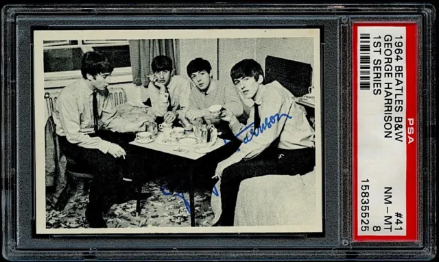 1964 Topps Beatles Black and White Series One #41 George Harrison PSA 8