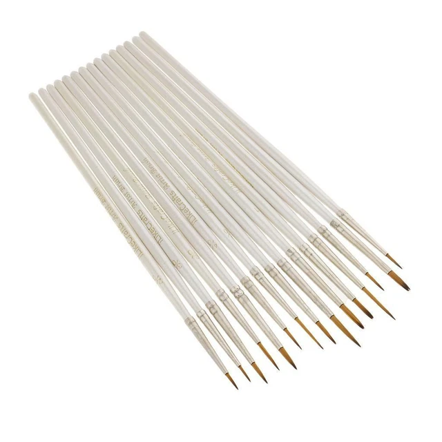15 pennelli per pittura a punta tonda per modello di miniature di acquerelli