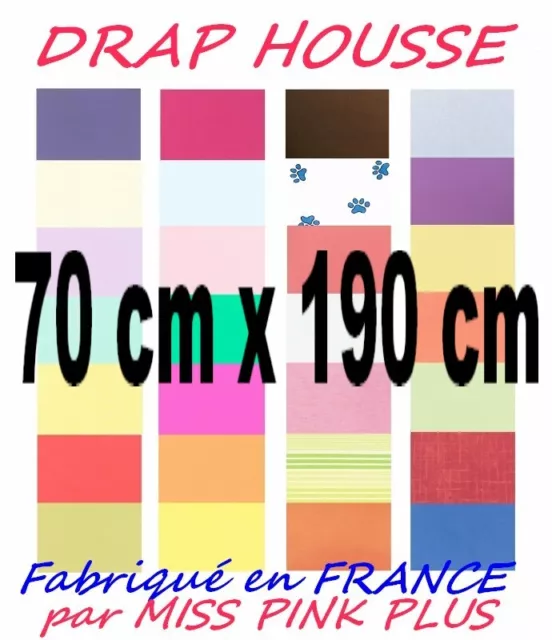 Drap Housse 100% Coton Blanc des Vosges 70x190 (1 pers) Bleu Ciel coton bdv