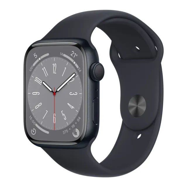 Apple Watch Series 8 GPS 45 mm Aluminiumgehäuse Mitternacht Sportarmband schwarz