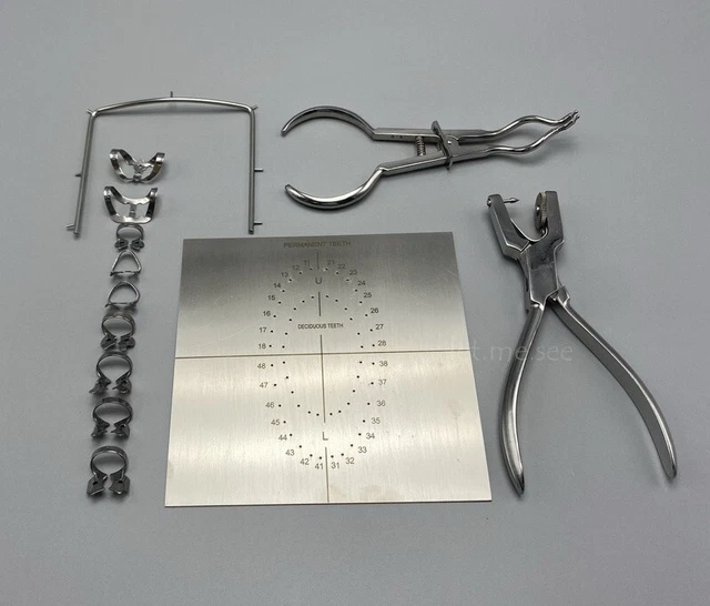 DENTAL RUBBER DAM Frame Punch Template Clamps Forceps Plier Endo Lab