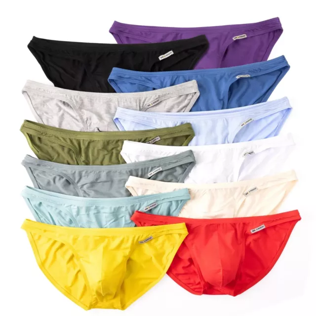 Men's Briefs Low Rise Bikini Underwear Bulge Enhancing Pouch Modal Underwear