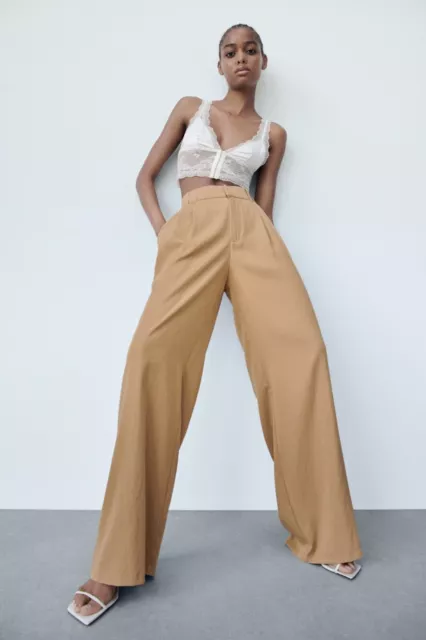 ZARA WOMAN NWT SS23 OYSTER WHITE HIGH-WAISTED PANTS ALL SIZES 7901