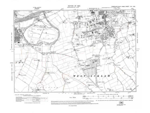 Old Map of  Middlesbrough (S),  Thornabay on Tees, Yorkshire -1920 - Repro 16 NW