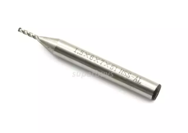 1.5mm 4 Flute HSS End Milling Mill Edge Cutter Cutting Lathe Router Bit Tool