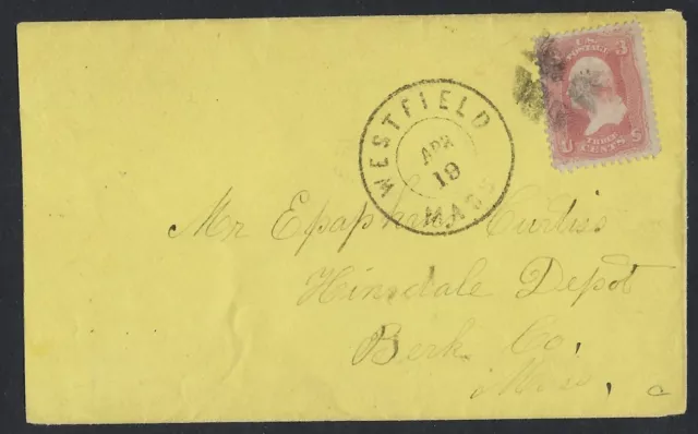 Us 1865 Civil War Period Cover Westfield Mass To Hinsdale Letter
