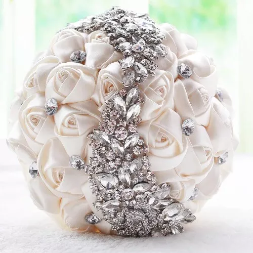 1pc/lot  Cream Bridal Wedding Bouquets Crystal Brooch Bride Diamond Accessories