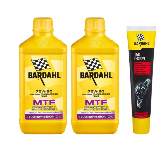 2 Litri Bardahl MTF 75W80 Olio Cambio Trasmissione Manuale API GL4 + Additivo TD