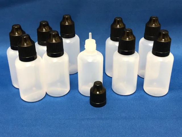 30ML Empty Plastic Squeezable Eye Dropper Bottles Black Cap 1oz LDPE - (25-Pack)