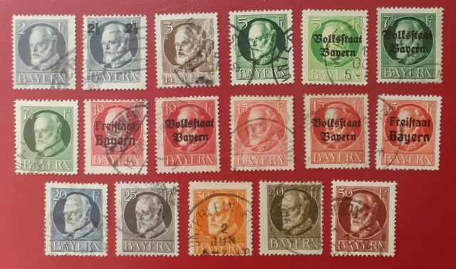Briefmarken Bayern Lot Altdeutschland König Ludwig III. teilweise Aufdruck