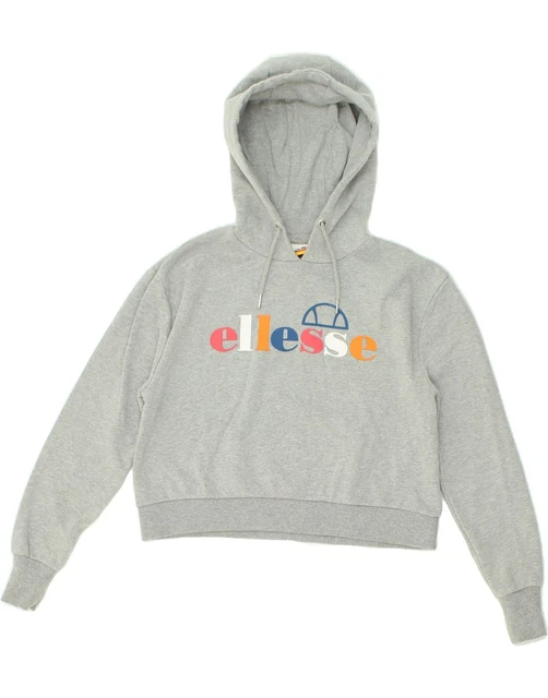 Ellesse tape crop hoodie grey hot sale