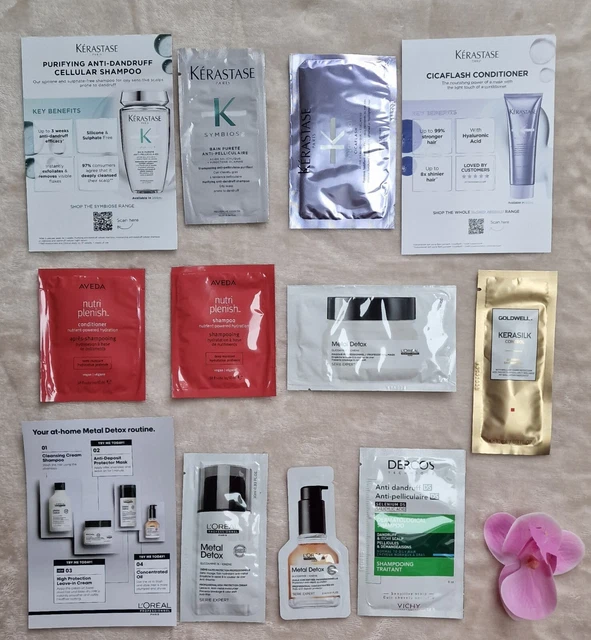9 Hair Care Samples Bundle Kerastase Aveda Vichy Dercos L'oreal