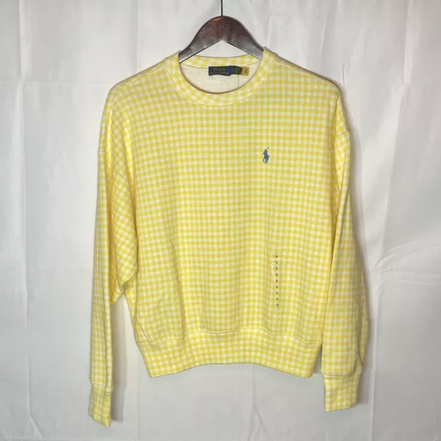 POLO RALPH LAUREN Yellow Gingham Check Sweatshirt Sweater Pullover ...