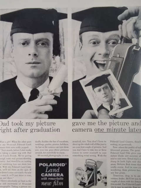 Polaroid Land Camera Print Ad Original Rare Vtg 1950s Graduate Instant