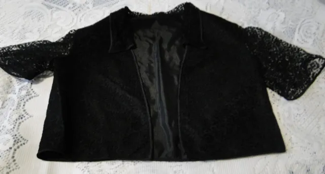 Chaquetón Mujer Antiguo Cualquier De Encaje Negra Ribeteado De 1900 N46a