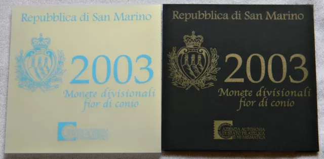 SAN MARINO: Offizieller Kursmünzensatz 2003, stempelglanz, 5 € Silbergedenkmünze