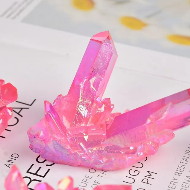 50g Natural Healing Pink Aura Quartz Crystal Cluster Titanium VUG Specimen Rock