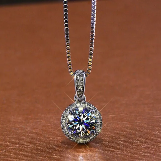 2Ct Round Cut Lab-Created Diamond Women's Halo Pendant 14K White Gold plated