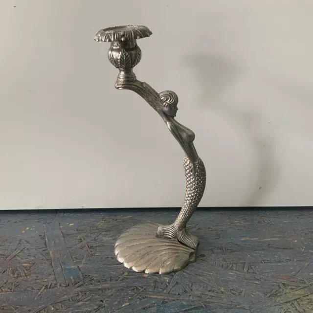 Leuchter - Metall / versilbert - Meerjungfrau - antik - Art deco