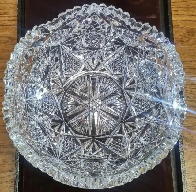 Antique brilliant cut glass crystal ABP fruit Bowl suspected Libbey crystal 10