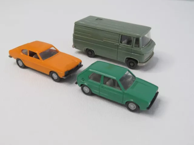 3 pc Lot Viking Ford Capri, VW Gulf, Mercedes Van HO Plastic made in Germany