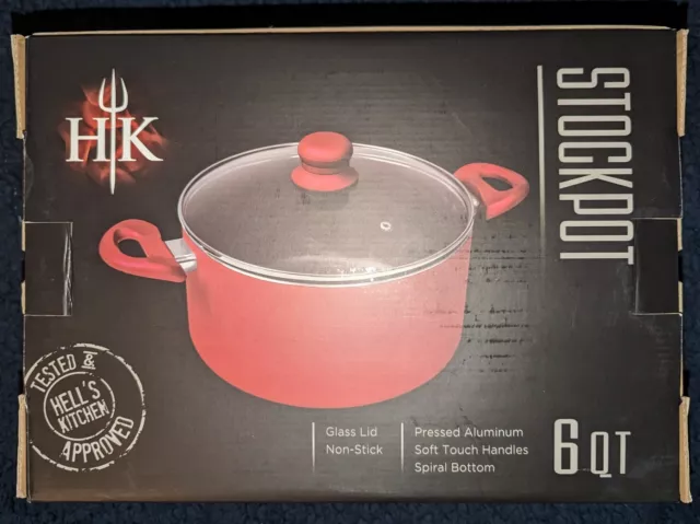 Gordon Ramsay Stock Pot Hell's Kitchen Black 6 Qt Non-stick Glass